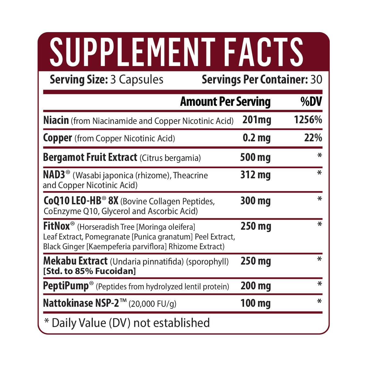 مكونات وحقائق Healthgevity Cardio NAD+